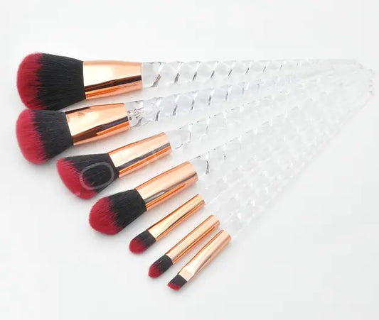 7-Piece Crystal Makeup Brush Set with Spiral Handle