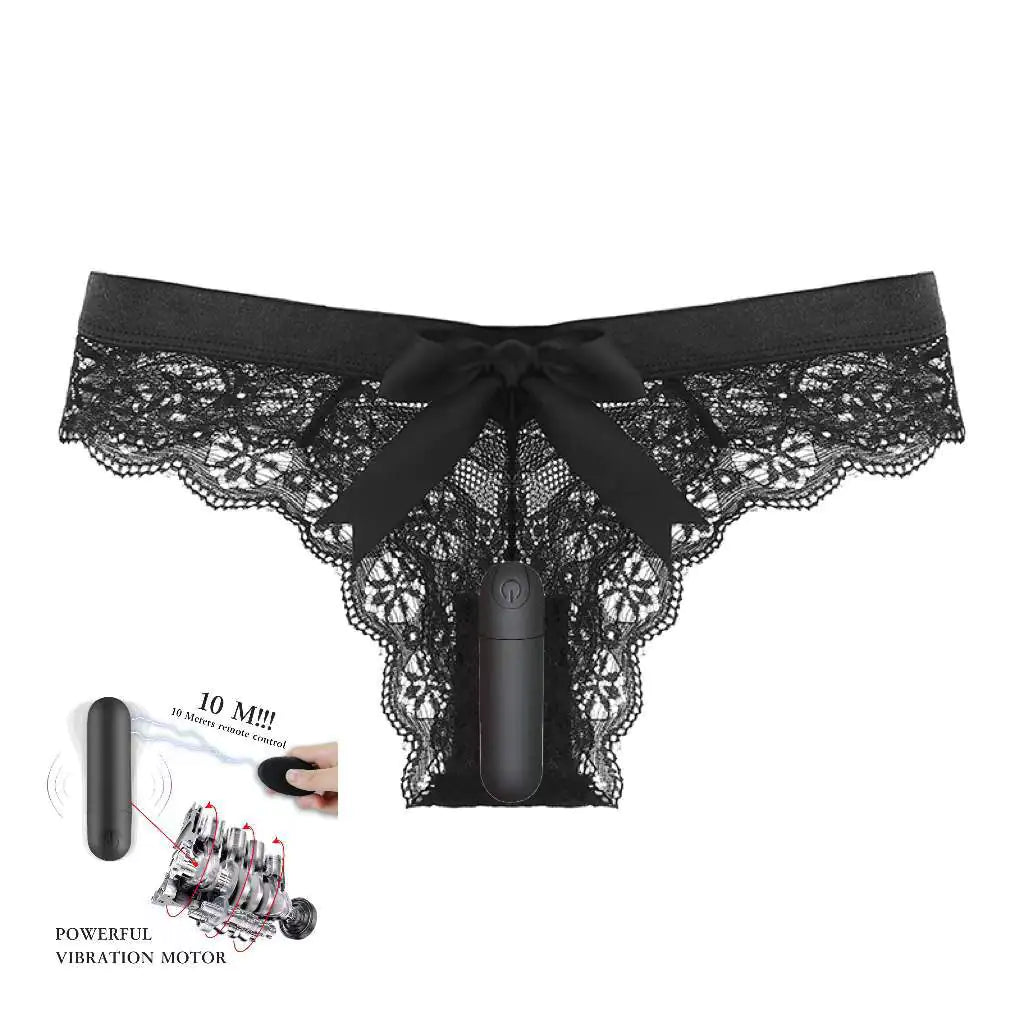 10-Function Wireless Remote Bullet Vibrator with Lace Panties